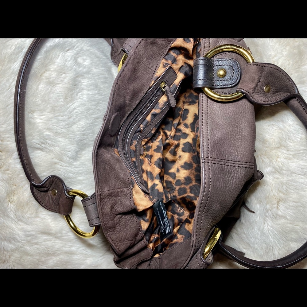 B Makowsky dark brown genuine leather Yvette east west shopper handbag